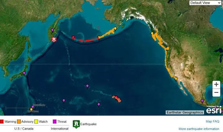 Emiten alerta preventiva en costas del Pacífico mexicano tras sismo de 8.8 en Rusia