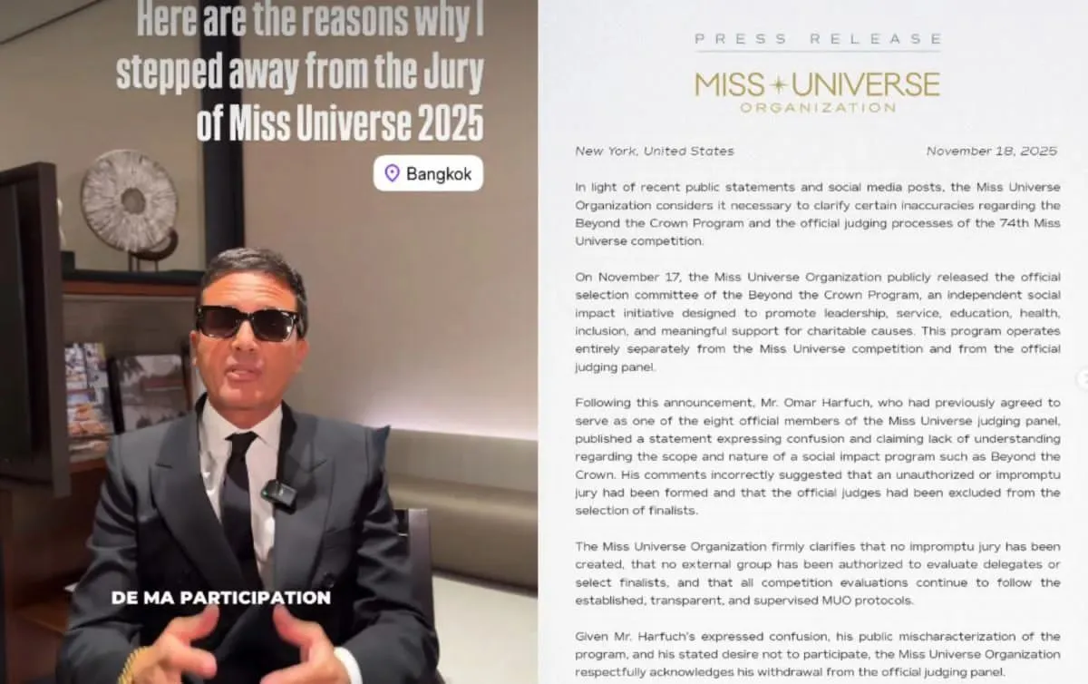 Renuncia juez de Miss Universo a días de la final por presuntas irregularidades