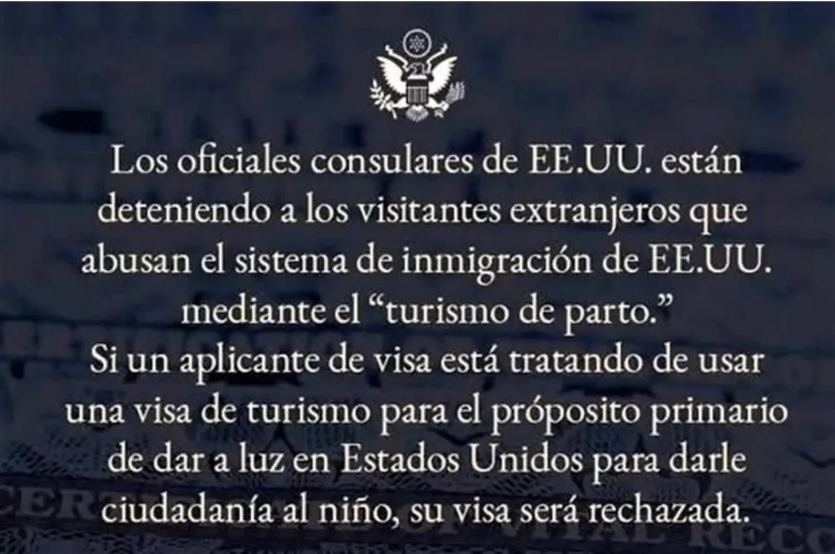Niega Consulado de EU visa por "turismo de parto"