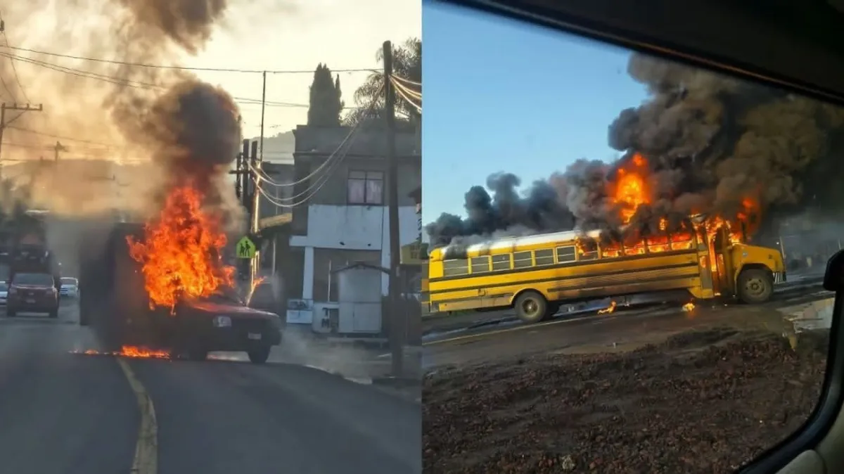 Queman vehículos y bloquean carreteras en Michoacán tras operativo federal