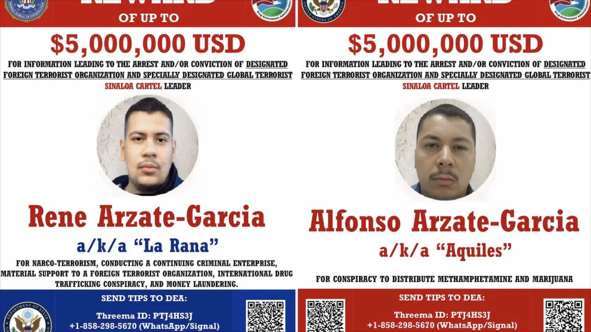 EU ofrece hasta 10 millones de dólares por líderes del Cártel de Sinaloa