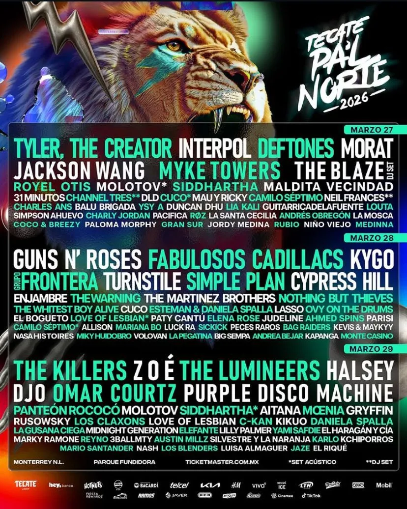 Confirmado: Revelan el lineup completo del Tecate Pa’l Norte 2026
