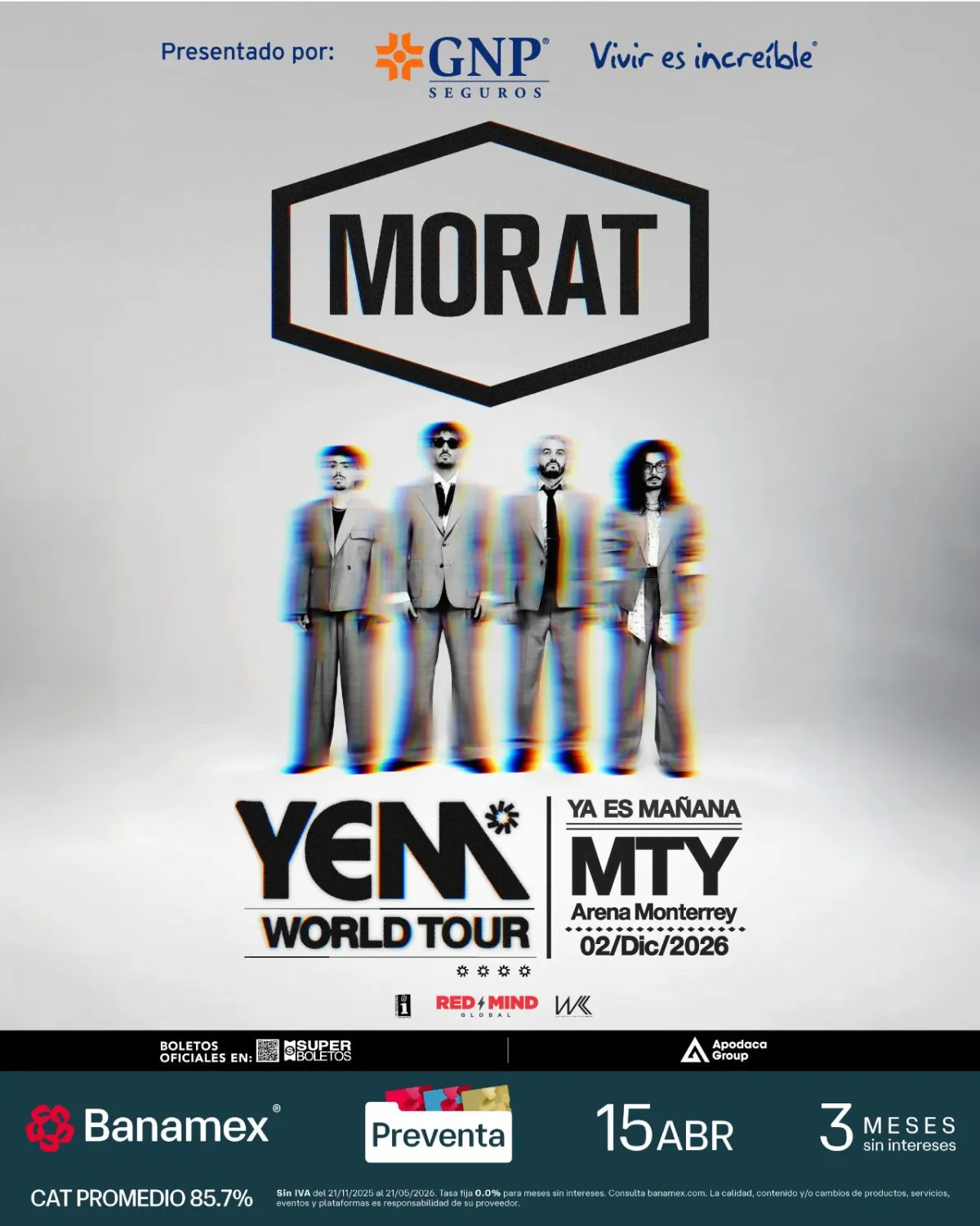 Morat tendrá concierto en Monterrey con su tour “Ya Es Mañana” el 2 de diciembre de 2026