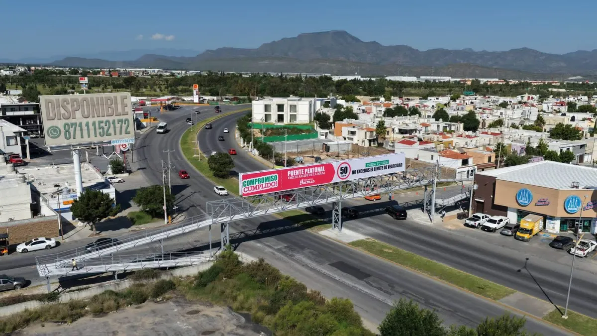 Nuevo puente peatonal mejora la seguridad en el sur de Saltillo