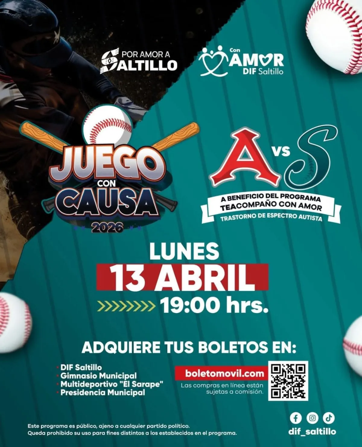 Invitan a Juego de Béisbol con causa en Saltillo para apoyar a personas con autismo