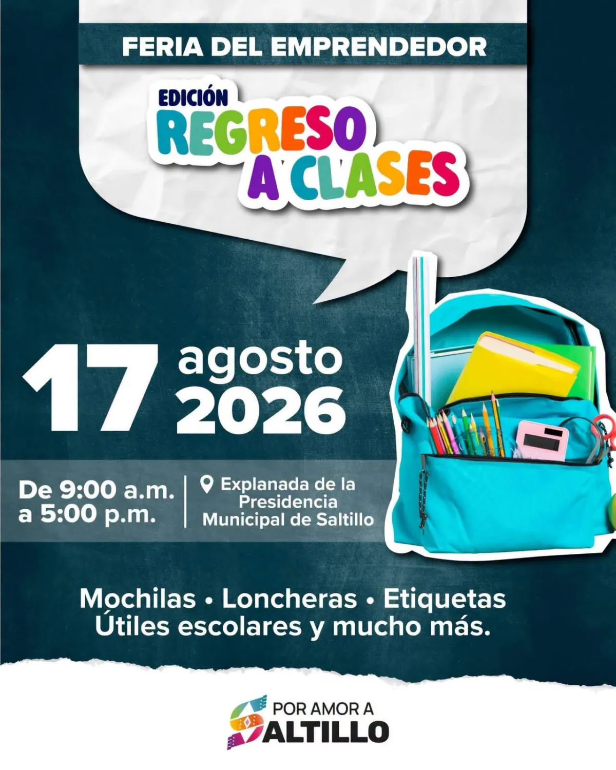 Feria del Emprendedor ofrecerá útiles escolares en Saltillo