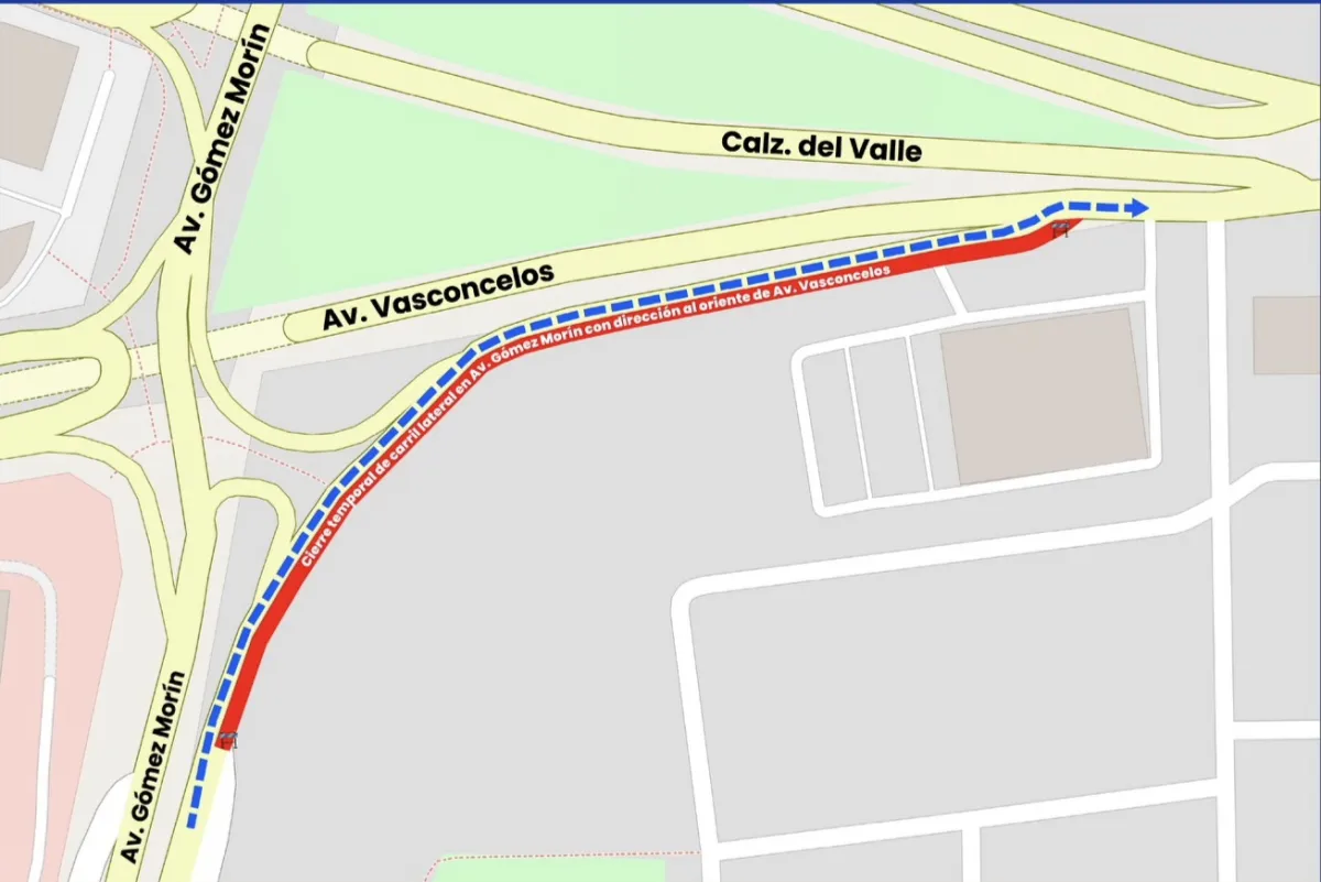 Anuncian cierre parcial nocturno en lateral de Gómez Morín por trabajos del Distribuidor Vial