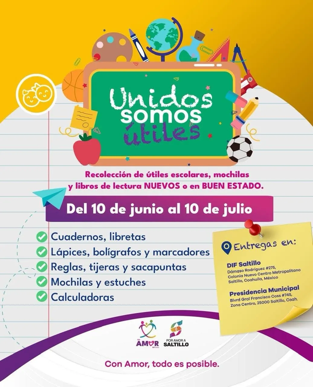 DIF Saltillo lanza campaña “Unidos Somos Útiles” para apoyar a niñas y niños de comunidades rurales