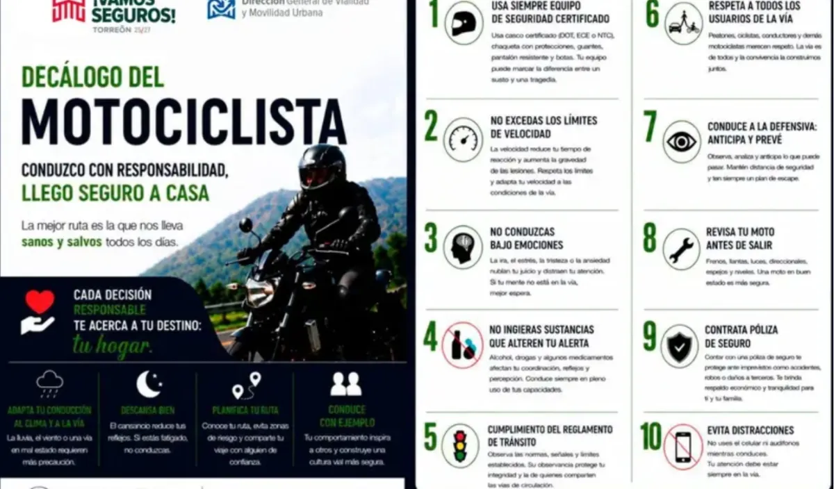 Torreón refuerza seguridad vial con firma del Decálogo del Motociclista