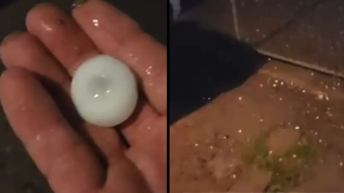 Sorprende caída de granizo en General Terán por avance de frente frío