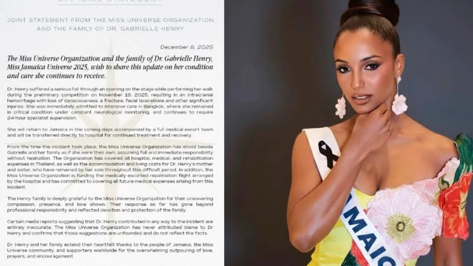 Miss Jamaica permanece hospitalizada tras fuerte caída; presenta hemorragia intracraneal