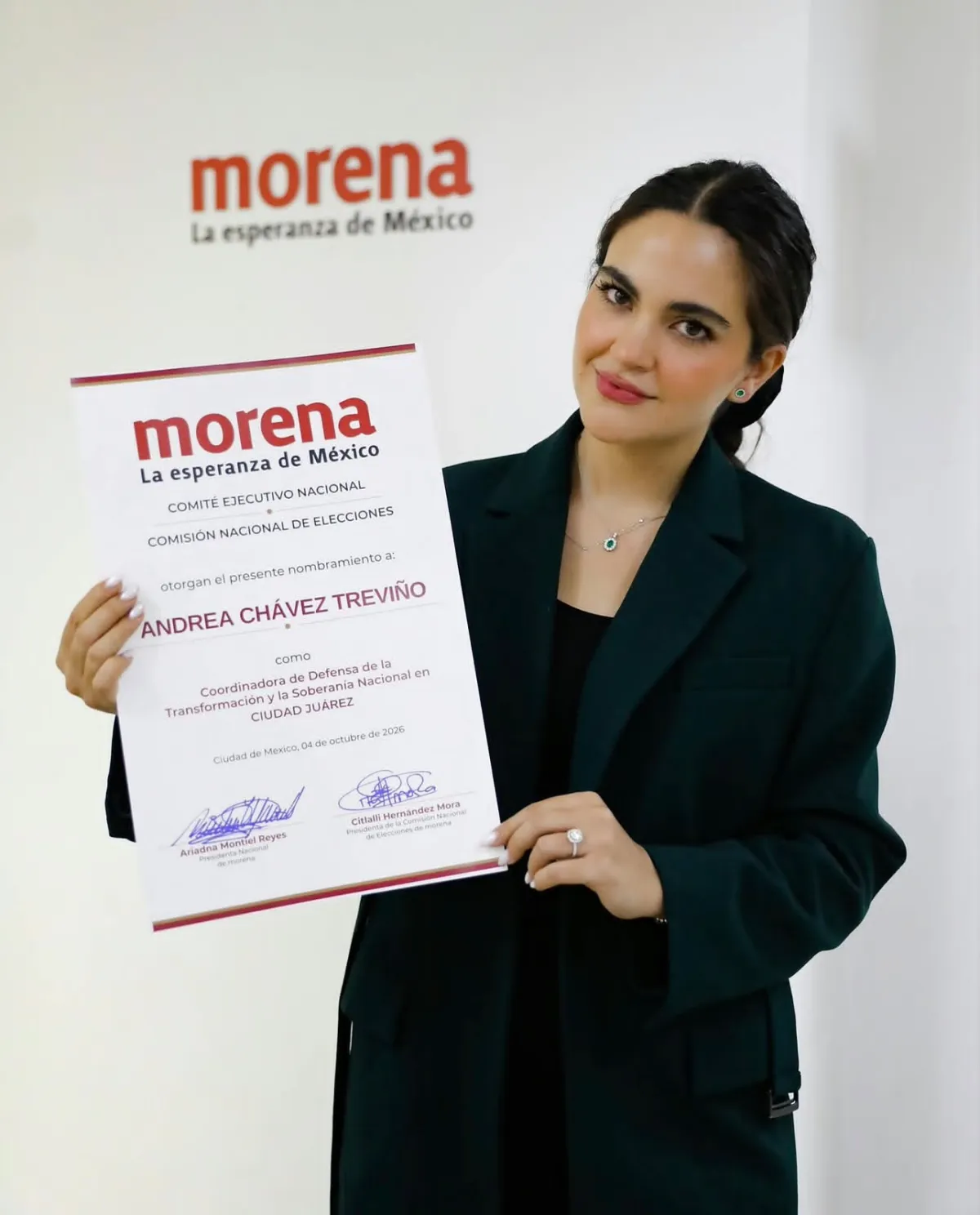 Andrea Chávez va por Ciudad Juárez tras perder candidatura de Morena en Chihuahua