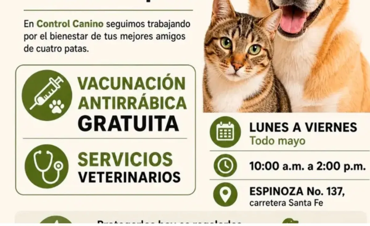 Invitan a aprovechar vacunación antirrábica gratuita para perros y gatos en Torreón