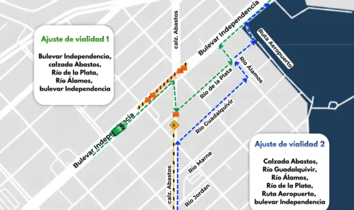 Aplican desvíos temporales por avances en la construcción del Sistema Vial Abastos-Independencia
