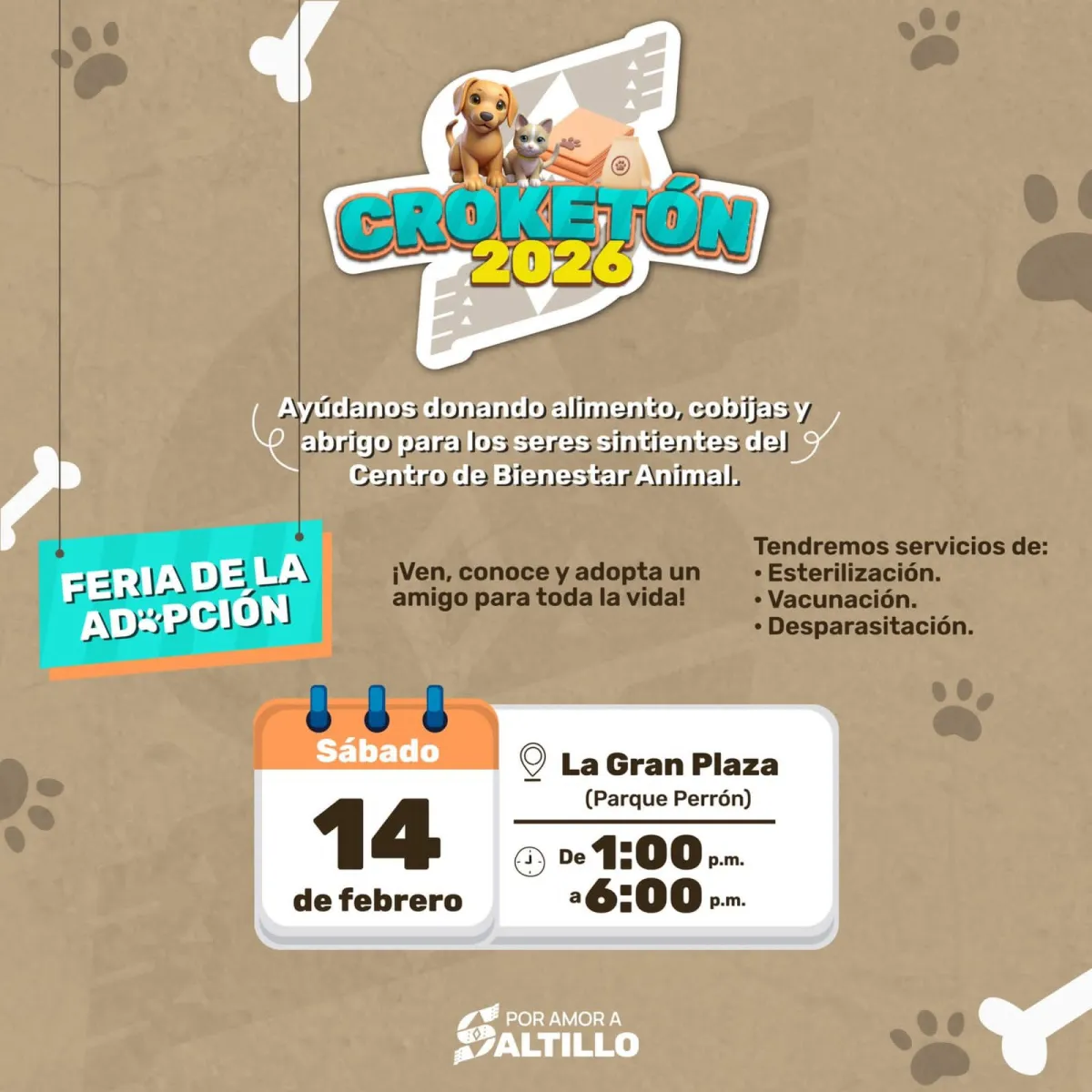 Saltillo se une al Croquetón 2026: ayuda a perros y gatos