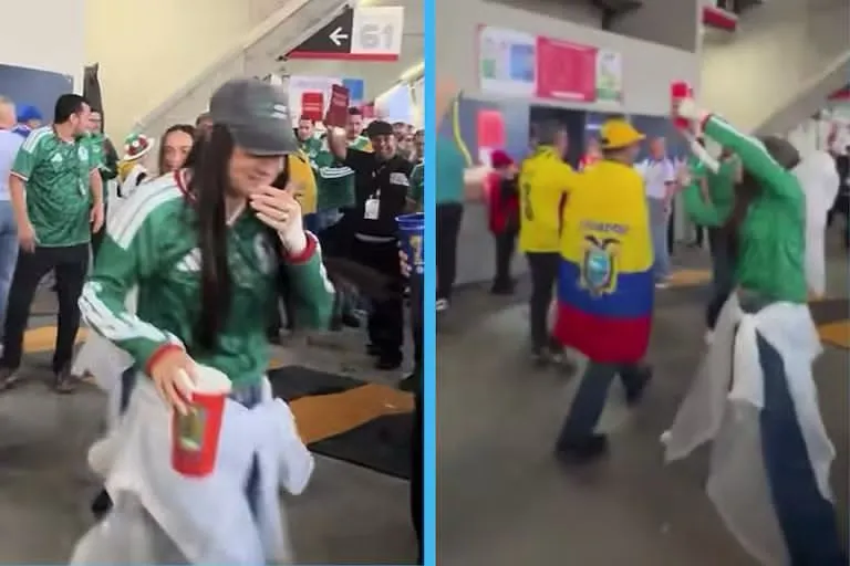 Repudian agresión de aficionada mexicana contra seguidor ecuatoriano en el Estadio Azteca; le avienta la cerveza