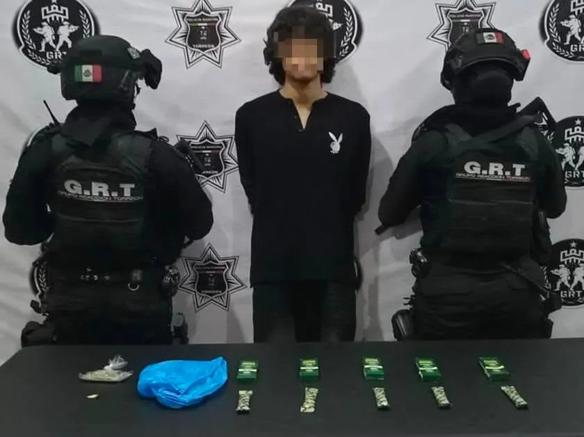 Detienen a joven con marihuana y vapeadores con THC-A en Torreón