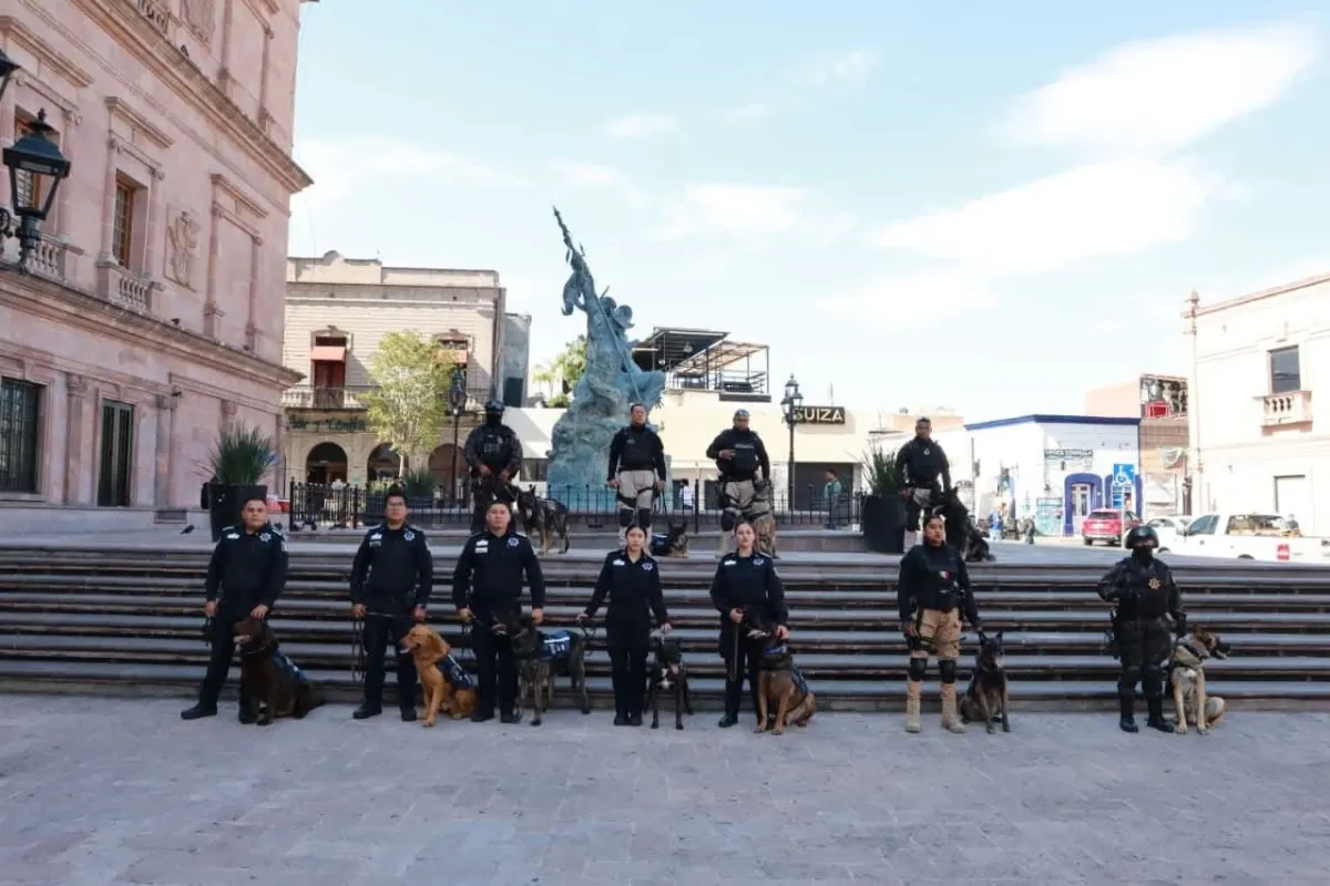 Refuerza Saltillo seguridad en bancos y cajeros con binomios caninos