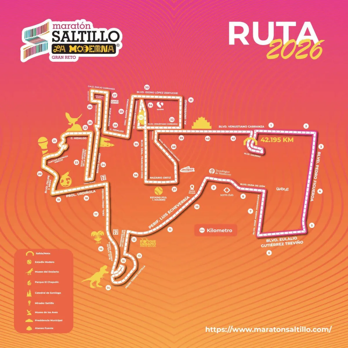 Ojo este domingo! Maratón cerrará calles en Saltillo desde las 4:50 de la mañana
