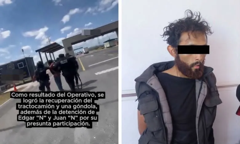 Recuperan tractocamión robado en la Monterrey-Saltillo; hay 2 detenidos