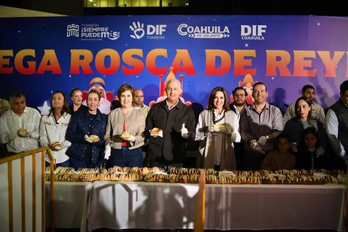 Más de 15 mil familias celebraron el Día de Reyes con Mega Rosca en Plaza Mayor de Torreón