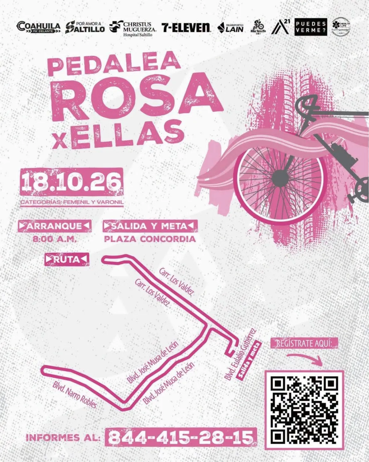 Invitan a rodada ‘Pedalea Rosa por Ellas’ en Saltillo