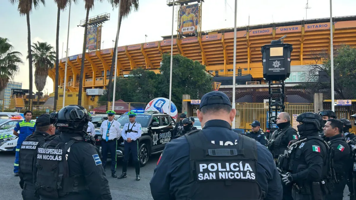 Implementan operativo de seguridad por partido Tigres vs. Chivas en San Nicolás