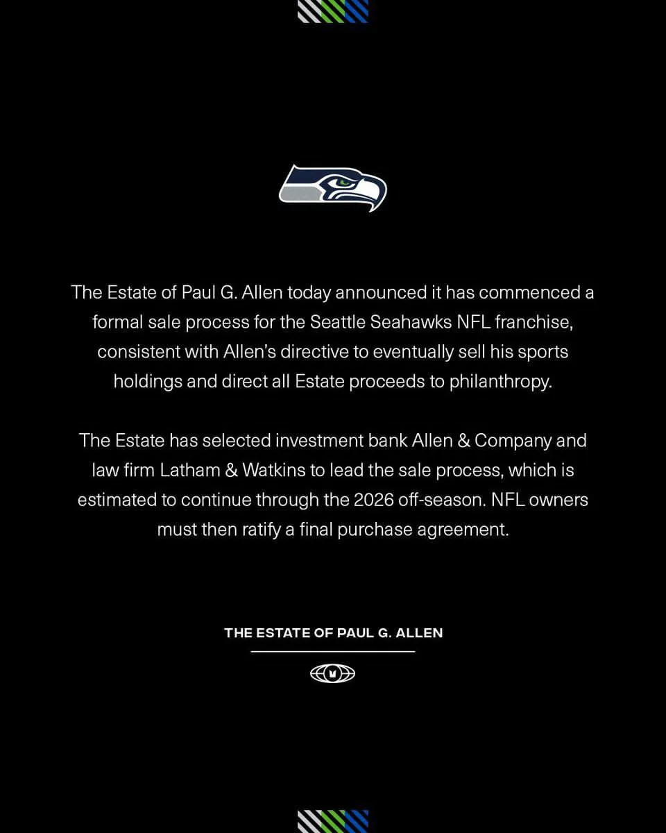 Inician proceso de venta de los Seattle Seahawks tras conquistar el Super Bowl LX
