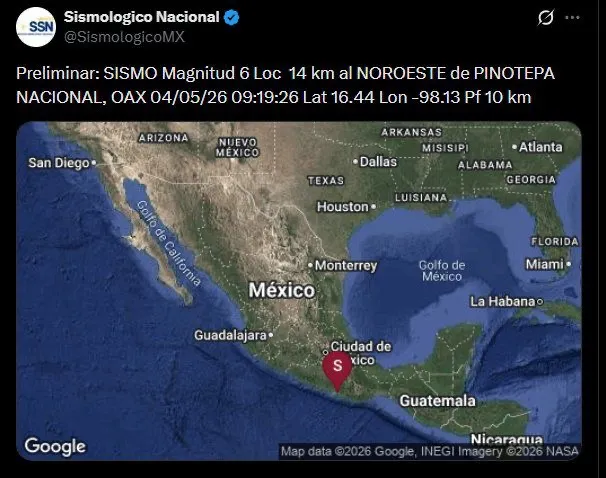 Sismo de magnitud 6 sacude Oaxaca y activa alerta en Ciudad de México; sin daños reportados tras evacuaciones