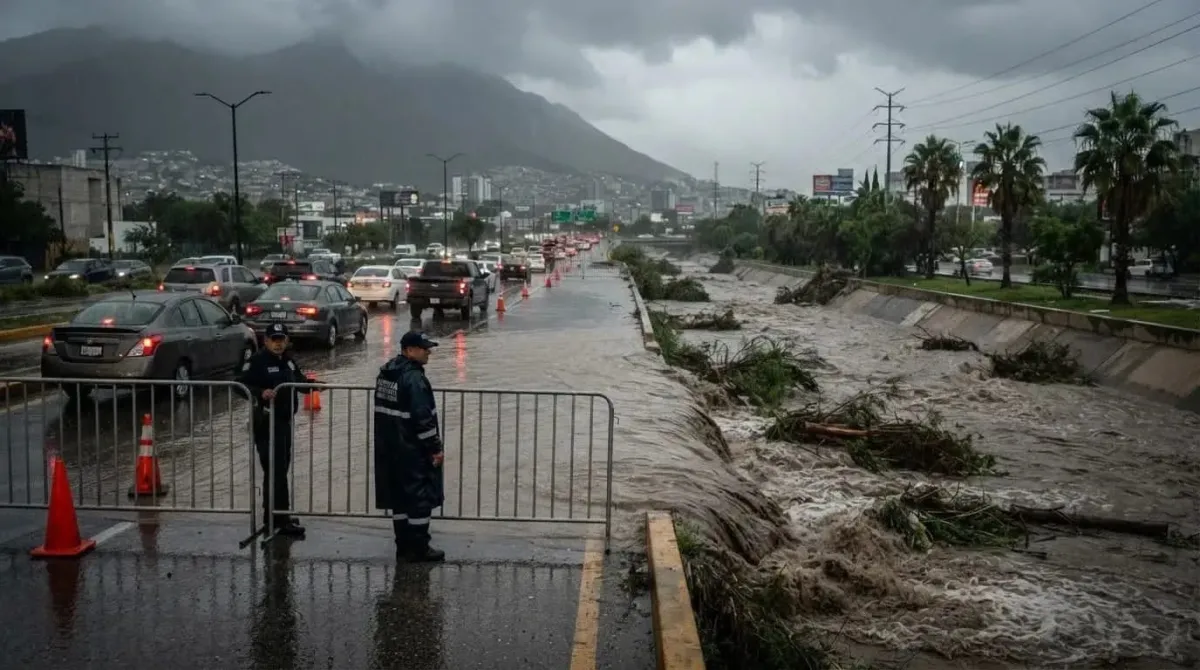 ¡TOMA PRECAUCIONES! LLUVIAS PROVOCAN CIERRES VIALES EN NUEVO LEÓN