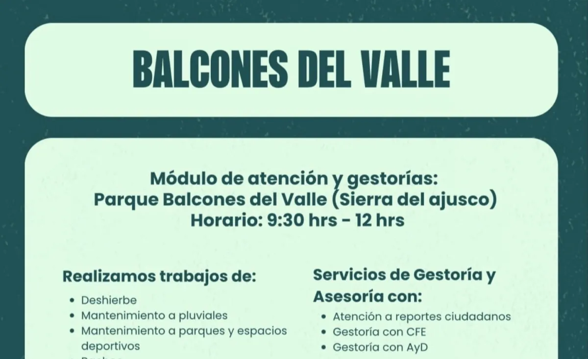 San Pedro realizará operativo de servicios en Balcones del Valle