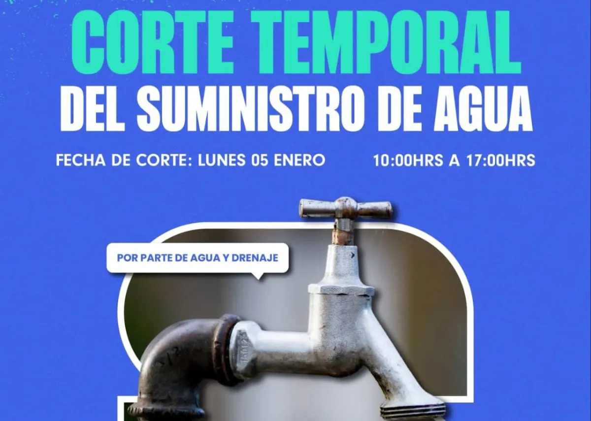 Anuncian suspensión programada de agua en colonia El Obispo por trabajos de mantenimiento