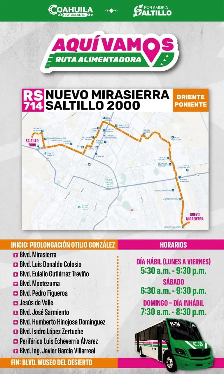 Inicia en Saltillo nueva ruta alimentadora que conectará oriente y poniente