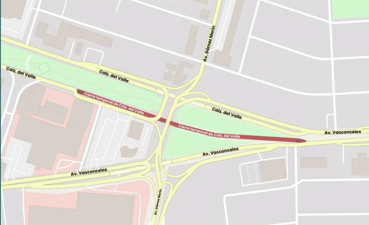 Realizarán cierre nocturno en paso deprimido de Calzada del Valle por obras del Distribuidor Vial Gómez Morín