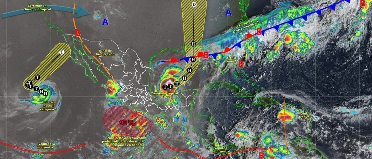 TORMENTA TROPICAL ISAÍAS AVANZA POR EL GOLFO Y PROVOCA LLUVIAS INTENSAS EN MÉXICO