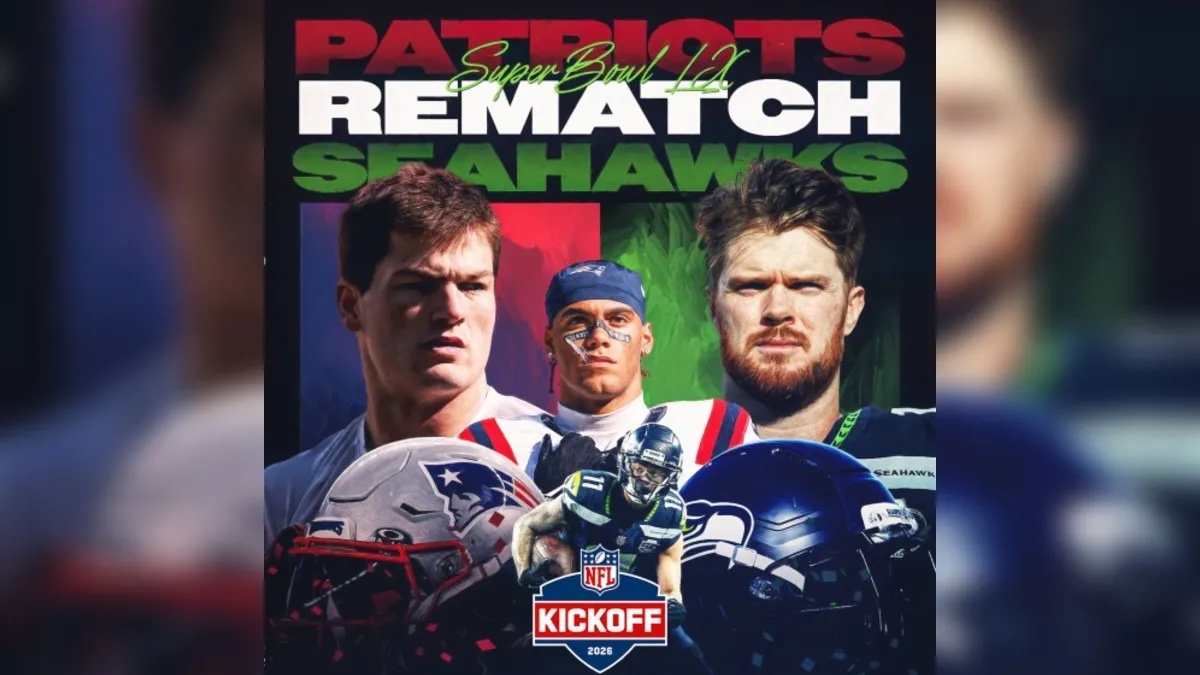 Patriots y Seahawks protagonizarán la revancha del Super Bowl 60 en la semana 1 de la temporada 2026-27 de la NFL al dar a conocer el calendario completo