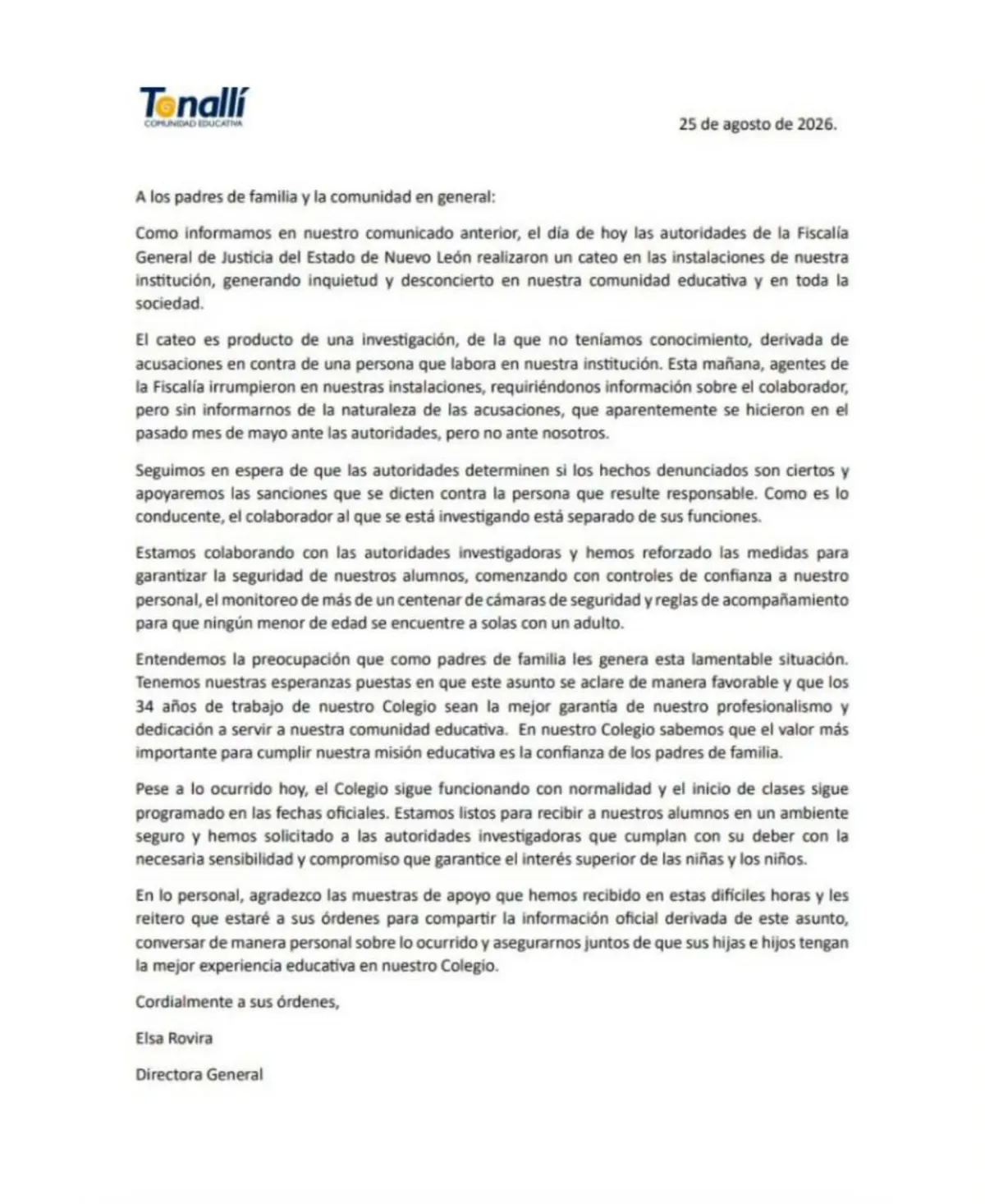 Fiscalía de Nuevo León investiga a profesor del Colegio Tonallí por presuntos delitos sexuales