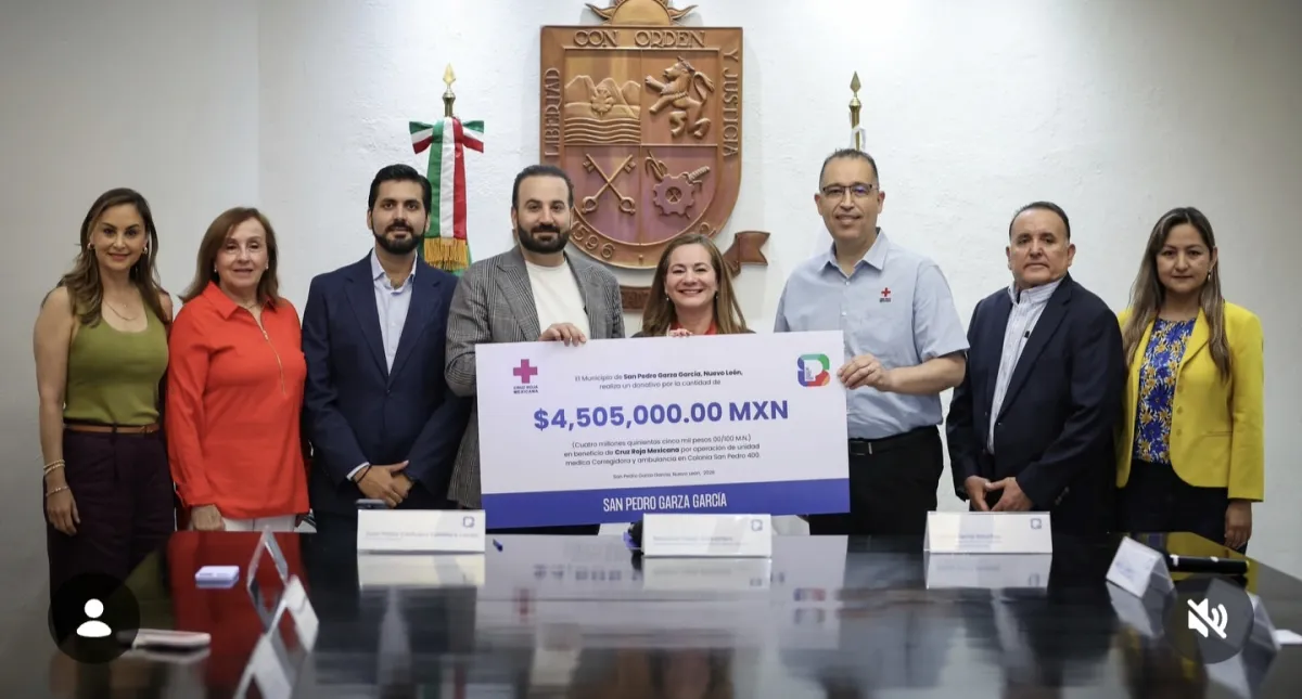 San Pedro entrega donativo de 4.5 millones de pesos a la Cruz Roja Mexicana