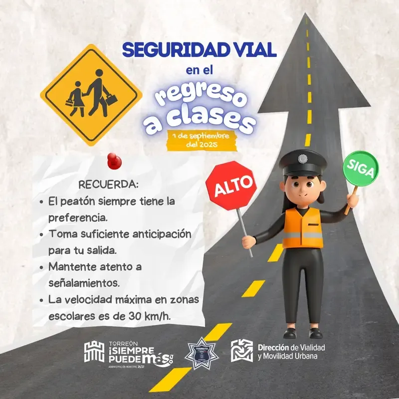 Torreón refuerza seguridad vial con operativo especial por regreso a clases