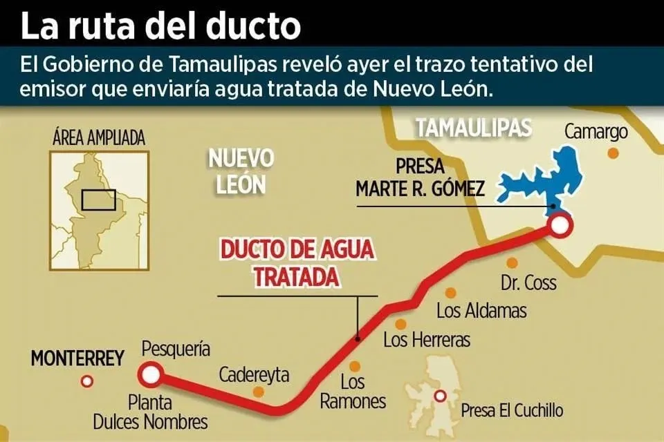 Avanza proyecto para transportar agua tratada de Nuevo León a Tamaulipas
