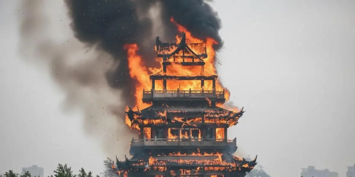 Incendio destruye parte del histórico Templo Yongqing en Jiangsu