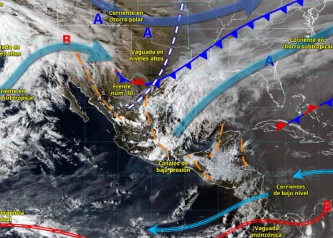 Frente frío 30 y tormenta invernal provocan heladas extremas y posible nieve en México